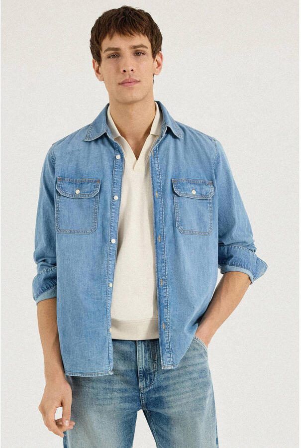 S.Oliver regular casual overhemd blauw