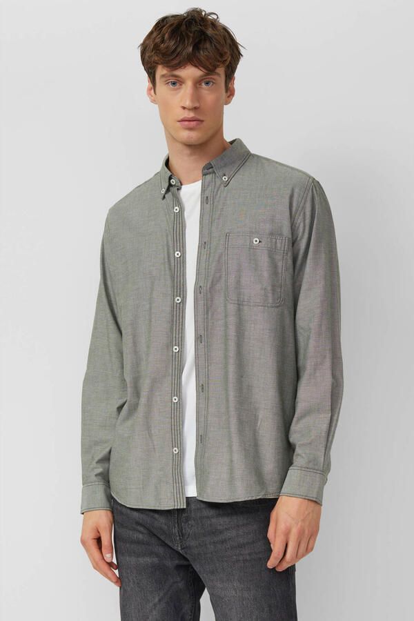 S.Oliver Regular casual overhemd donkergroen