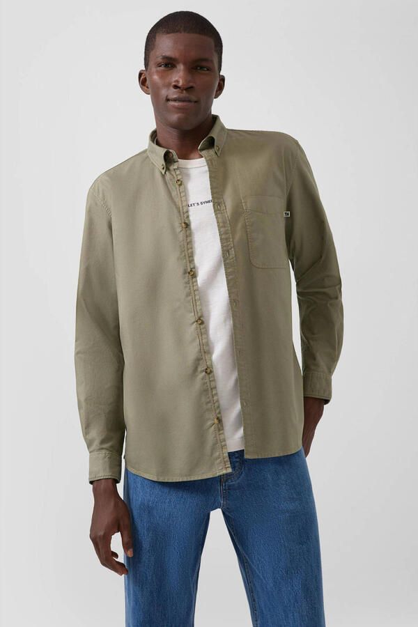 S.Oliver regular casual overhemd donkergroen