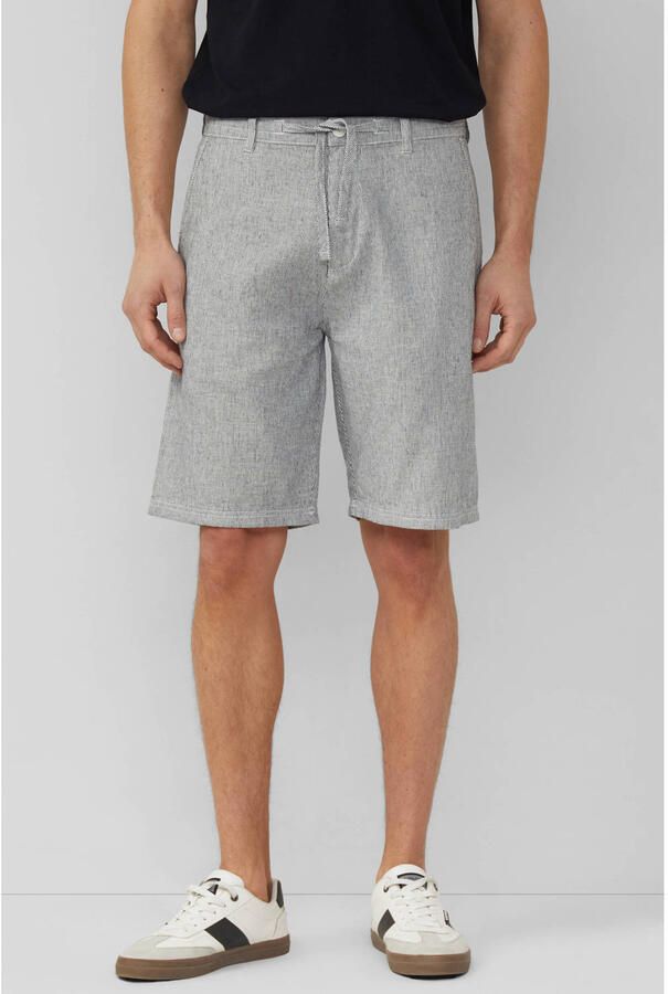 S.Oliver regular casual short met linnen met krijtstreep grijs