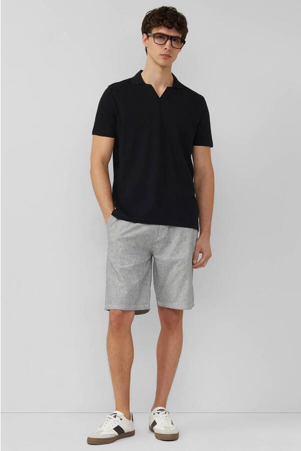 S.Oliver regular casual short met linnen met krijtstreep grijs - Foto 3
