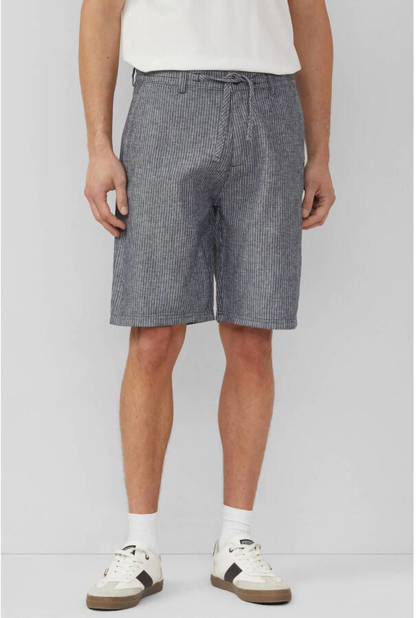 S.Oliver regular casual short met linnen met krijtstreep grijs