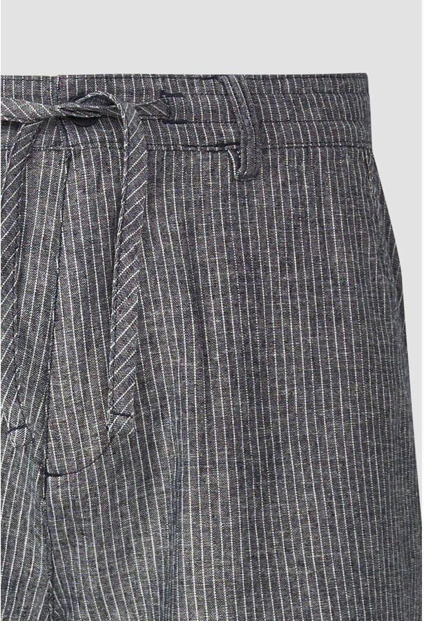 S.Oliver regular casual short met linnen met krijtstreep grijs - Foto 2