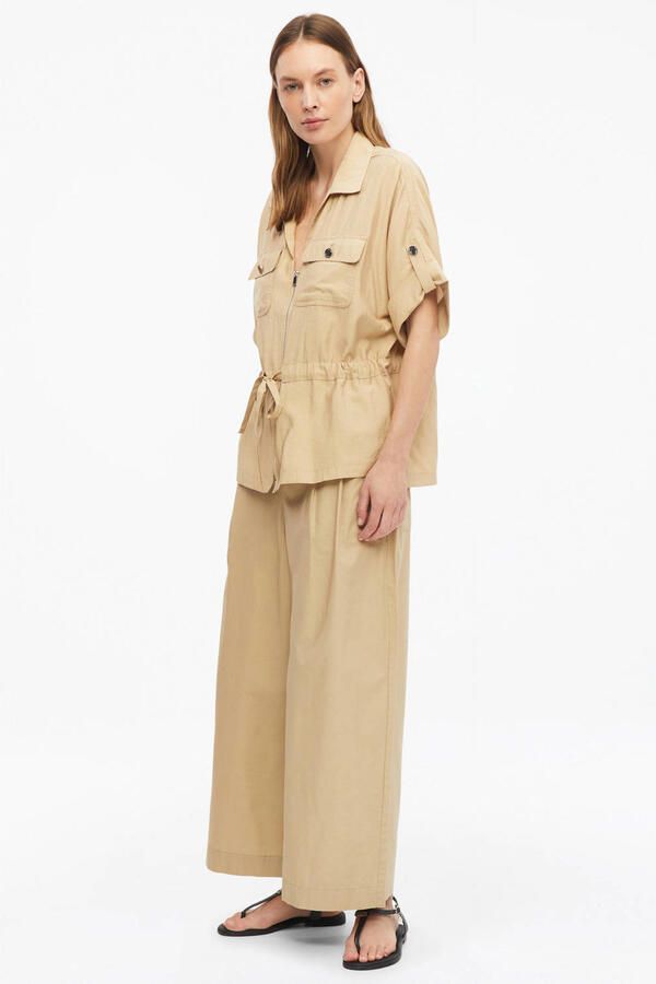 S.Oliver regular fit blouse met vleermuismouwen en tunnelkoord beige - Foto 2