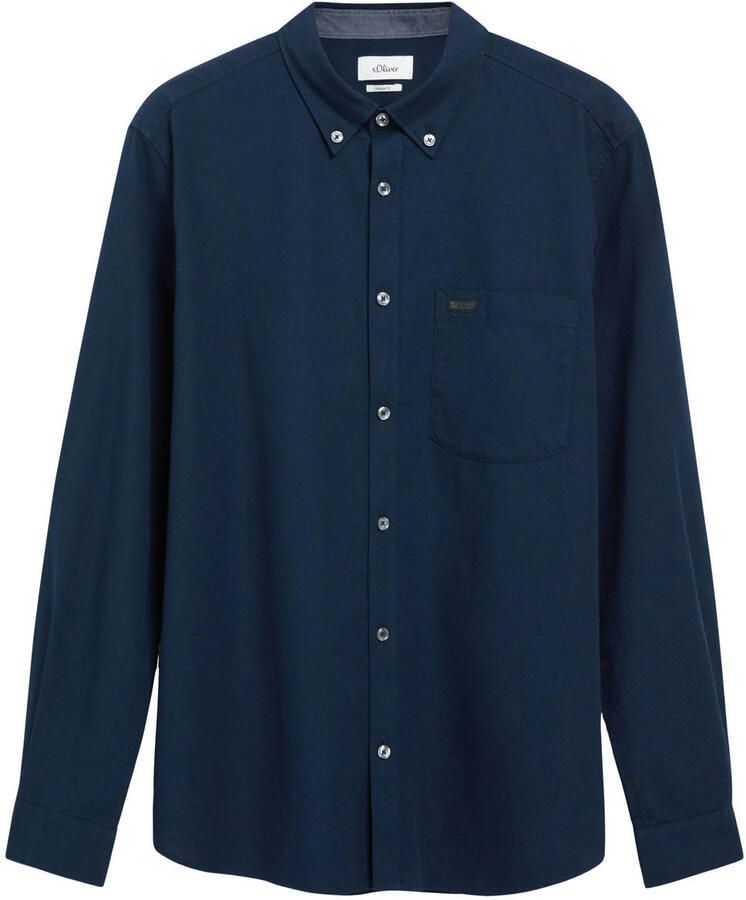 S.Oliver regular fit casual overhemd blauwzwart