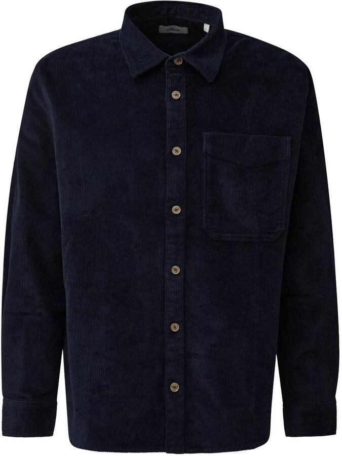 S.Oliver regular fit corduroy overshirt blauwzwart