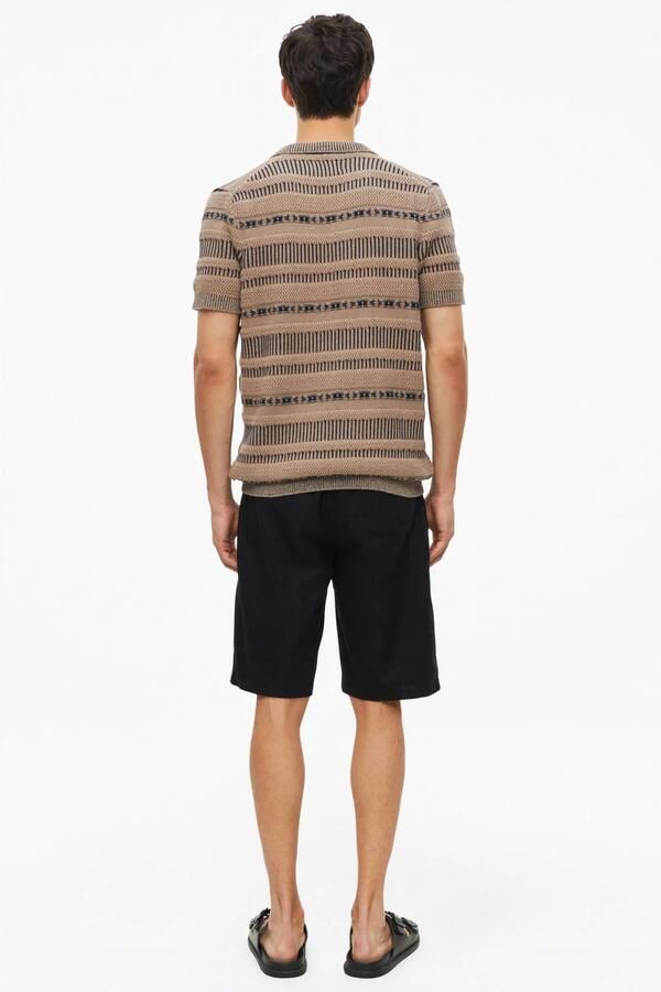 S.Oliver regular fit gebreide gestreepte polo bruin
