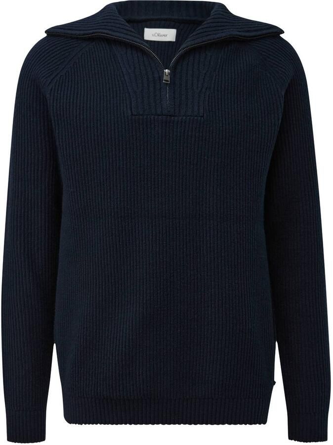 S.Oliver regular fit gebreide trui blauwzwart