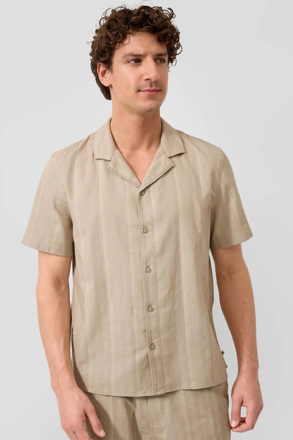 S.Oliver regular fit gehaakte overhemd beige