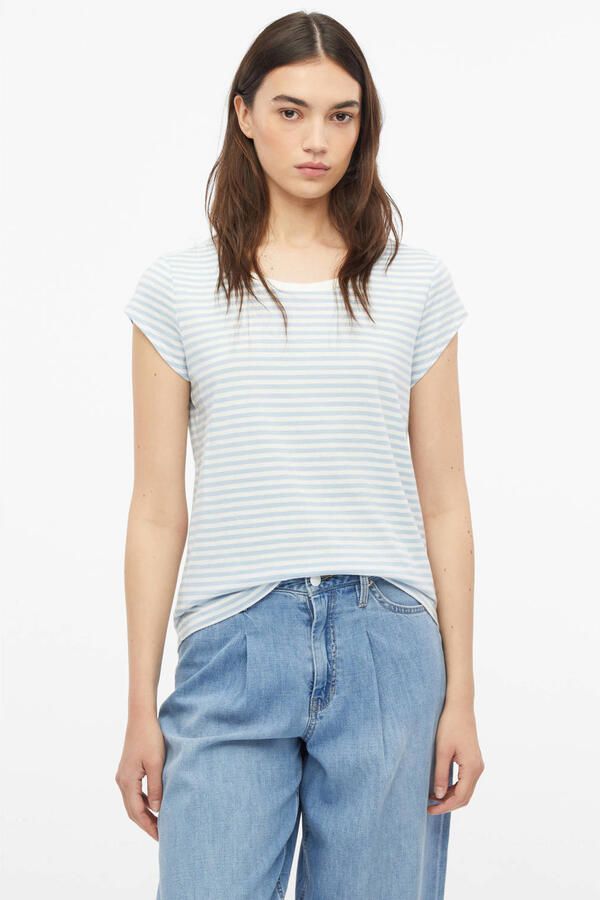 S.Oliver regular fit gestreept T-shirt lichtblauw - Foto 3