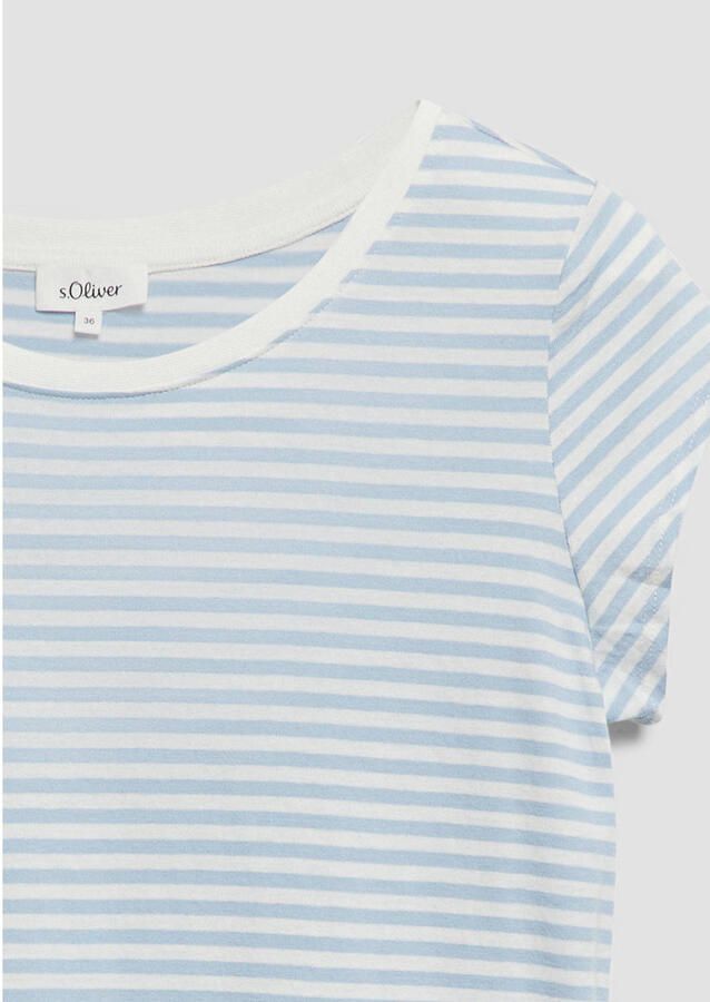 S.Oliver regular fit gestreept T-shirt lichtblauw - Foto 2