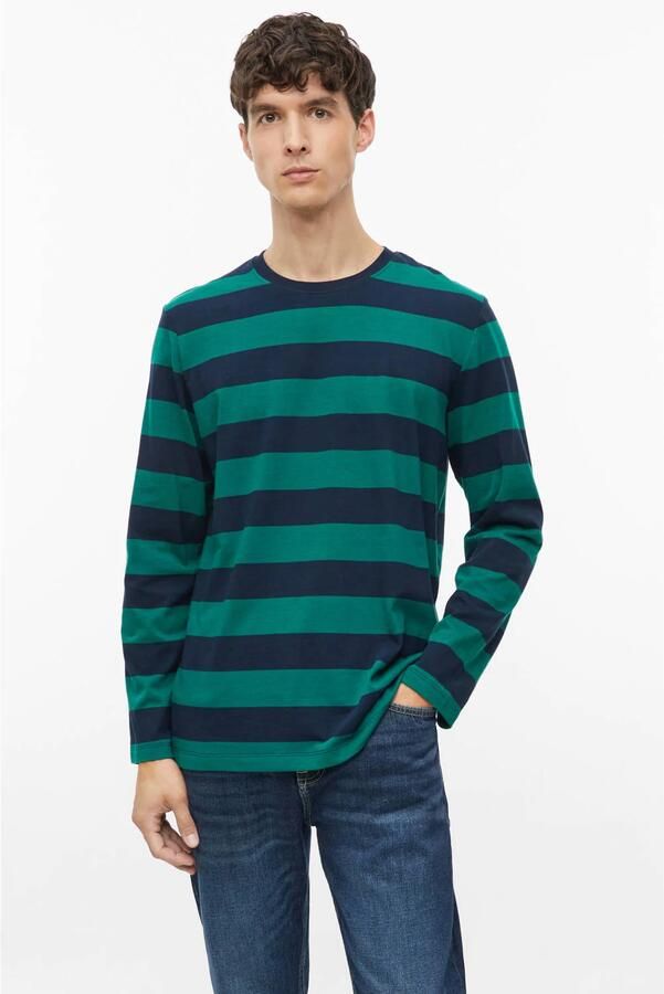 S.Oliver regular fit gestreepte longsleeve donkergroen