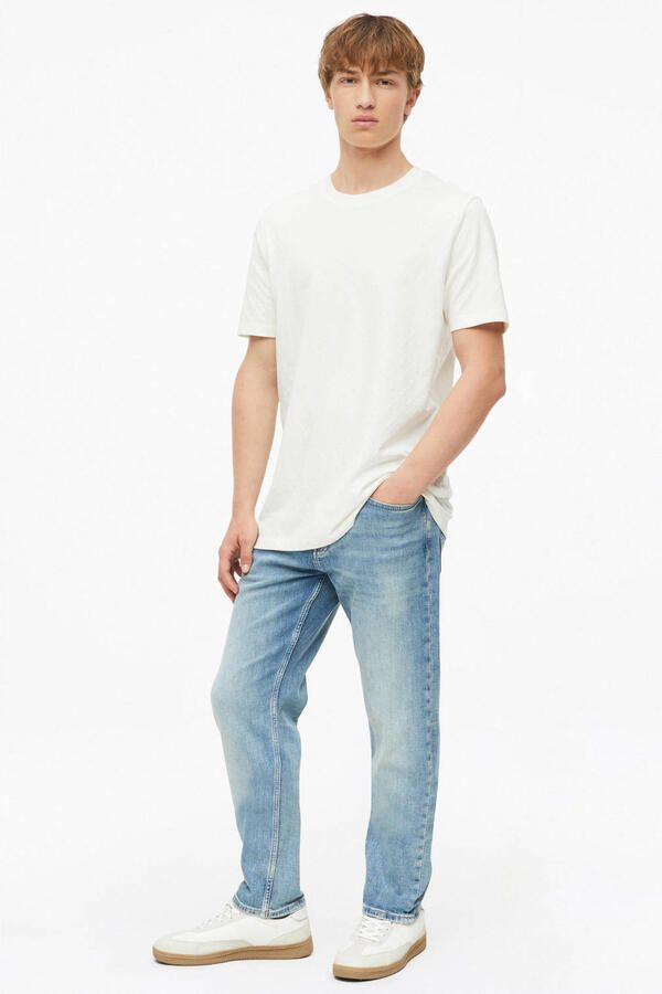S.Oliver regular fit jacquard T-shirt met ronde hals wit - Foto 2