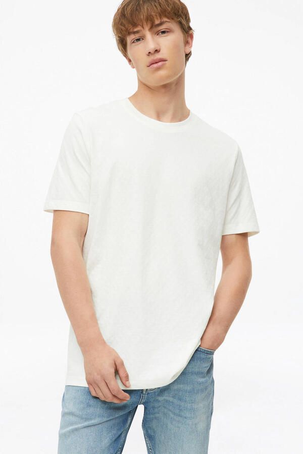 S.Oliver regular fit jacquard T-shirt met ronde hals wit - Foto 3