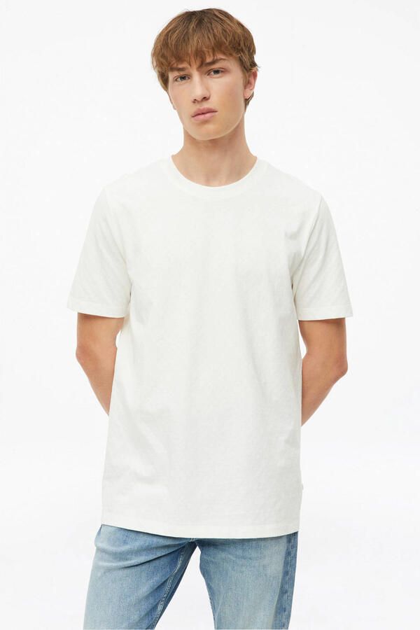 S.Oliver regular fit jacquard T-shirt met ronde hals wit