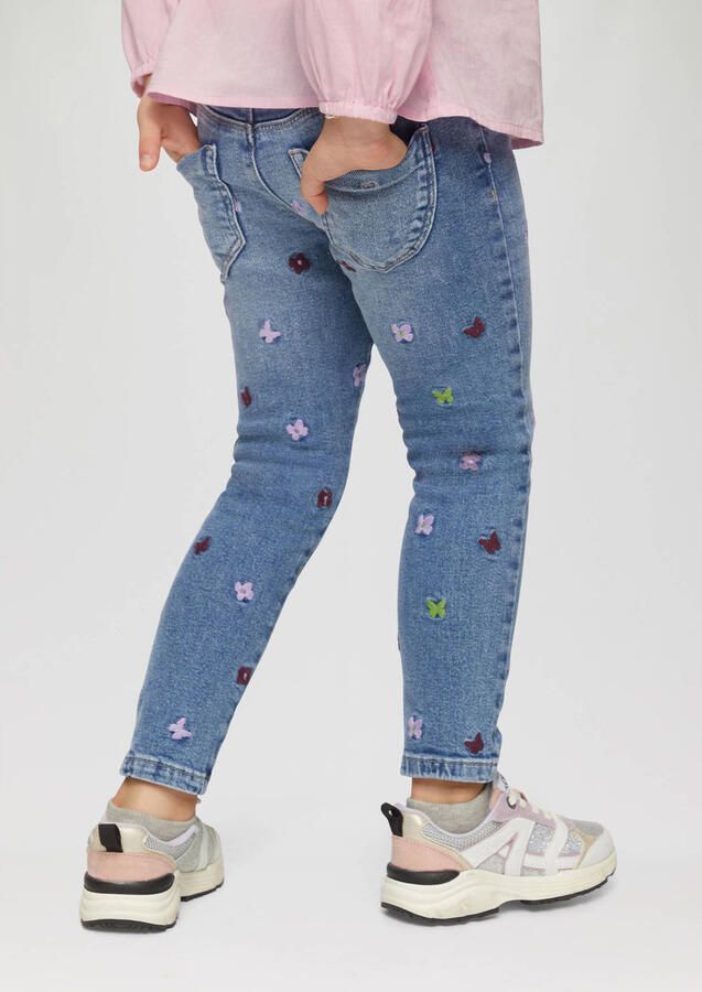 S.Oliver RED LABEL Medium rise tapered fit jeans met elastische band