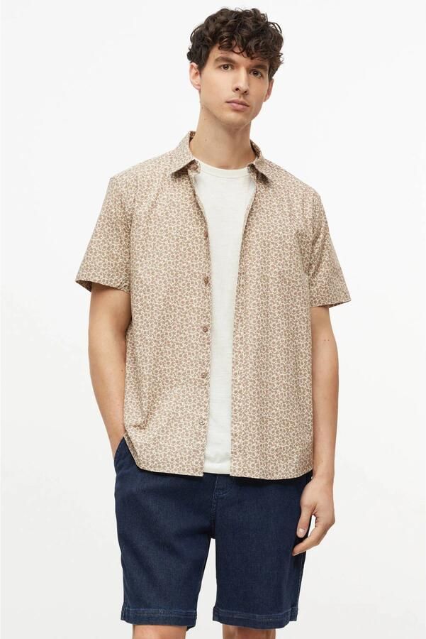 S.Oliver regular fit overhemd met print beige