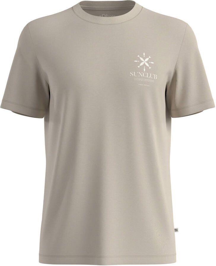 S.Oliver regular fit T-shirt met print beige