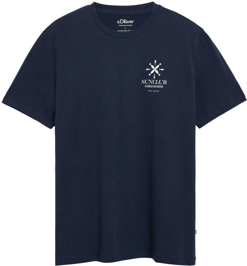 S.Oliver regular fit T-shirt met print blauwzwart