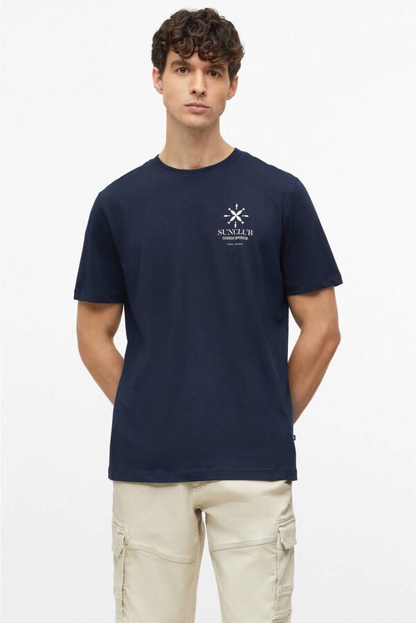 S.Oliver regular fit T-shirt met print blauwzwart