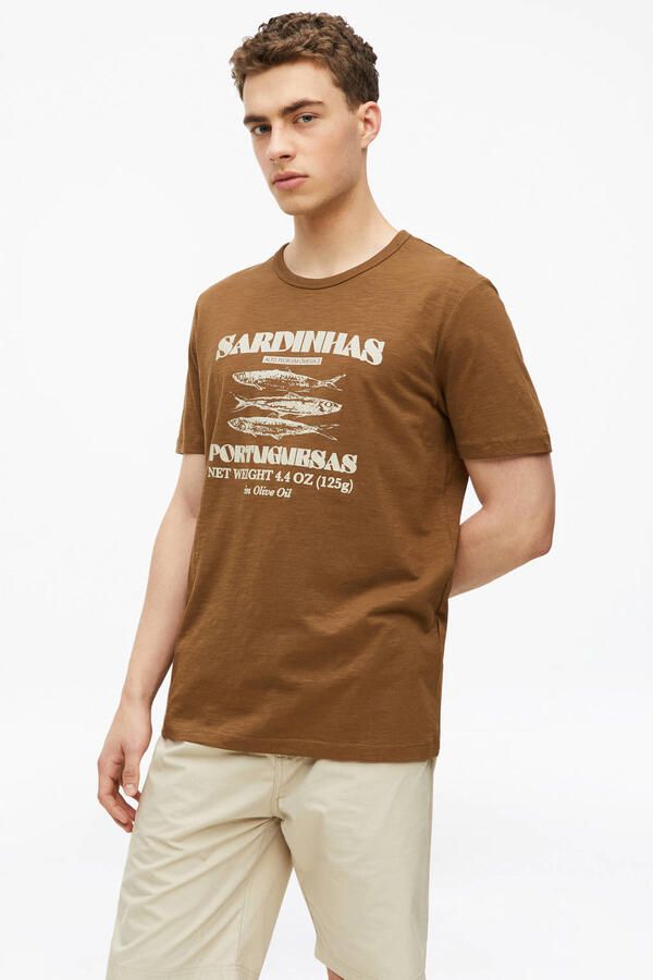 S.Oliver regular fit T-shirt met print bruin