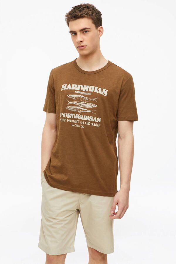 S.Oliver regular fit T-shirt met print bruin - Foto 3