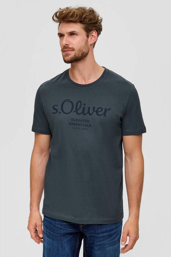 S.Oliver regular fit T-shirt met printopdruk donkergrijs - Foto 2