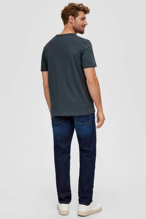 S.Oliver regular fit T-shirt met printopdruk donkergrijs