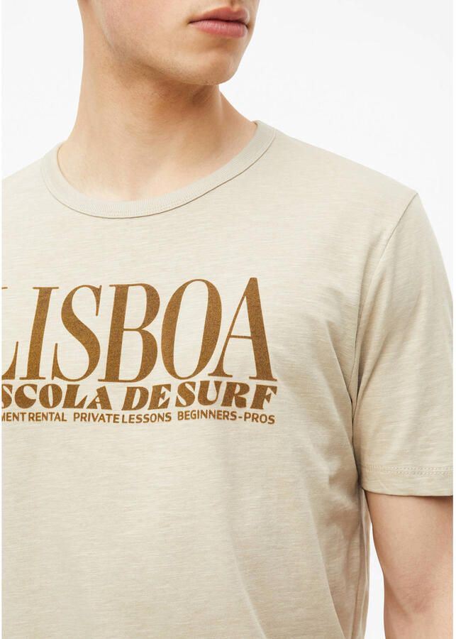 S.Oliver regular fit T-shirt met ronde hals en print beige - Foto 2