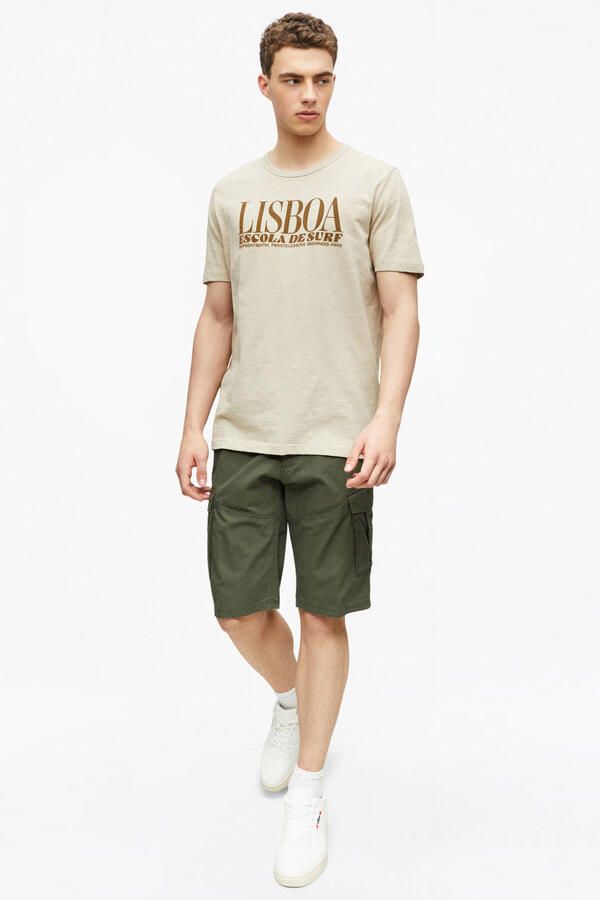 S.Oliver regular fit T-shirt met ronde hals en print beige - Foto 3