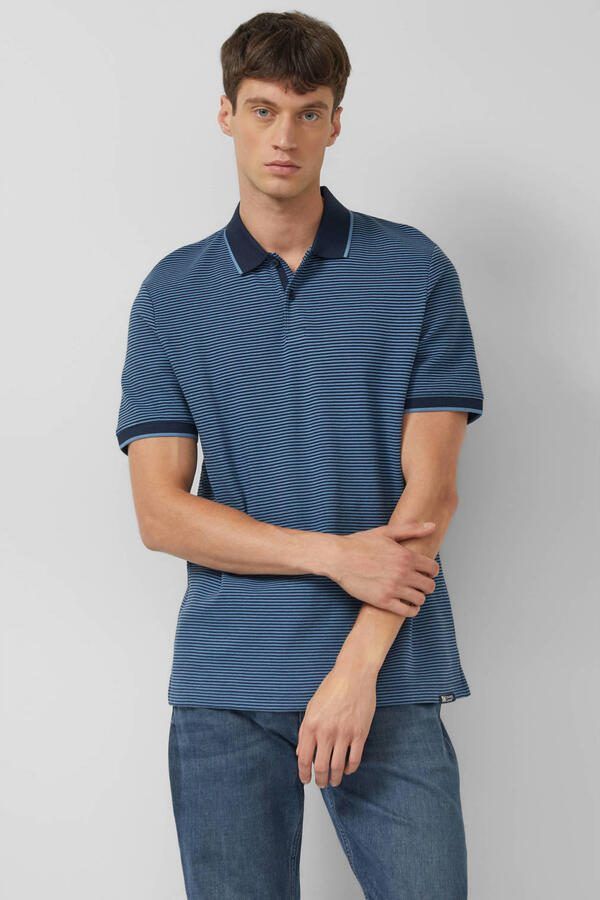 S.Oliver regular gestreepte polo blauw