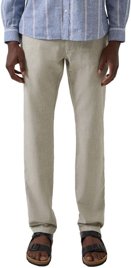 S.Oliver regular pantalon met linnen beige