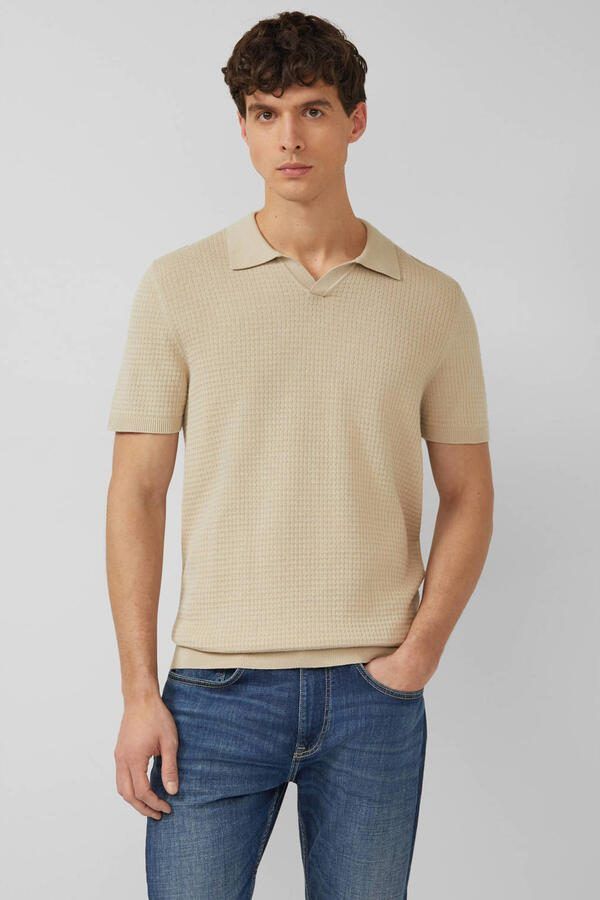 S.Oliver regular polo gebreid beige