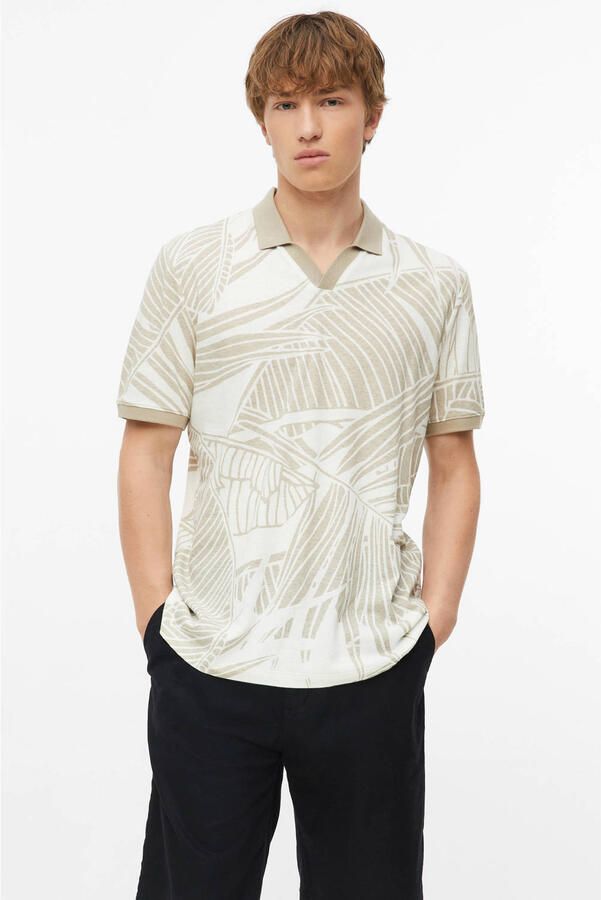 S.Oliver regular polo met linnen beige