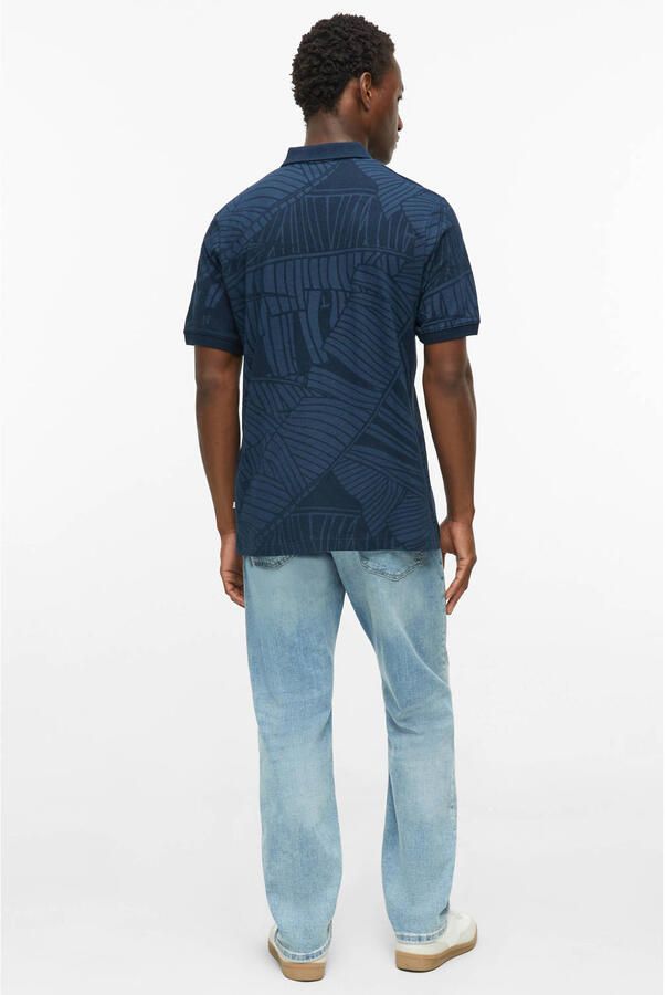 S.Oliver regular polo met linnen donkerblauw - Foto 3