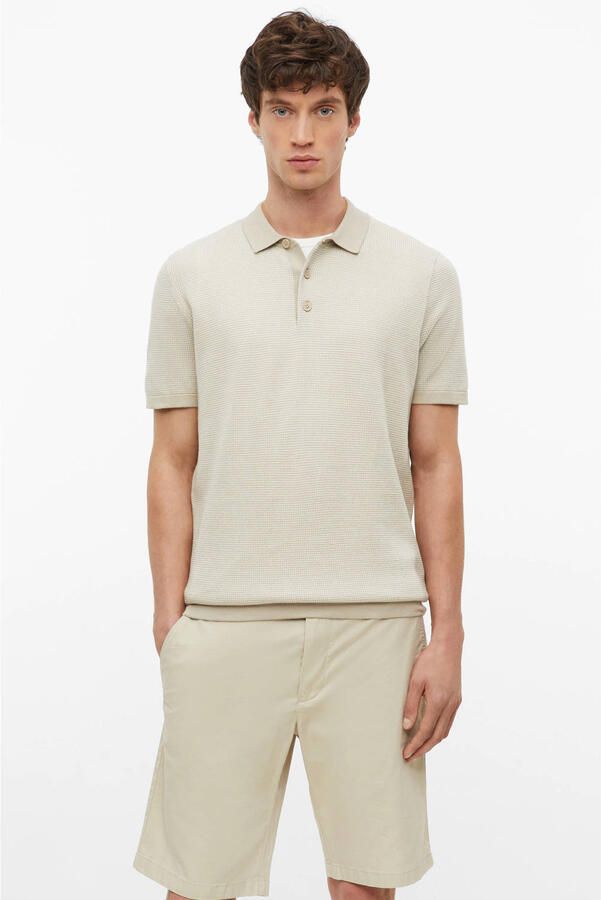 S.Oliver regular polo met textuur beige