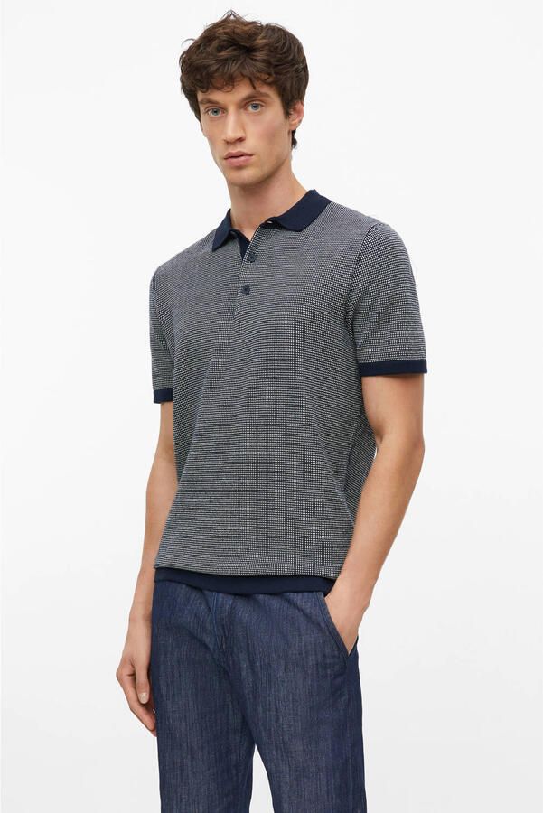 S.Oliver regular polo met textuur donkerblauw