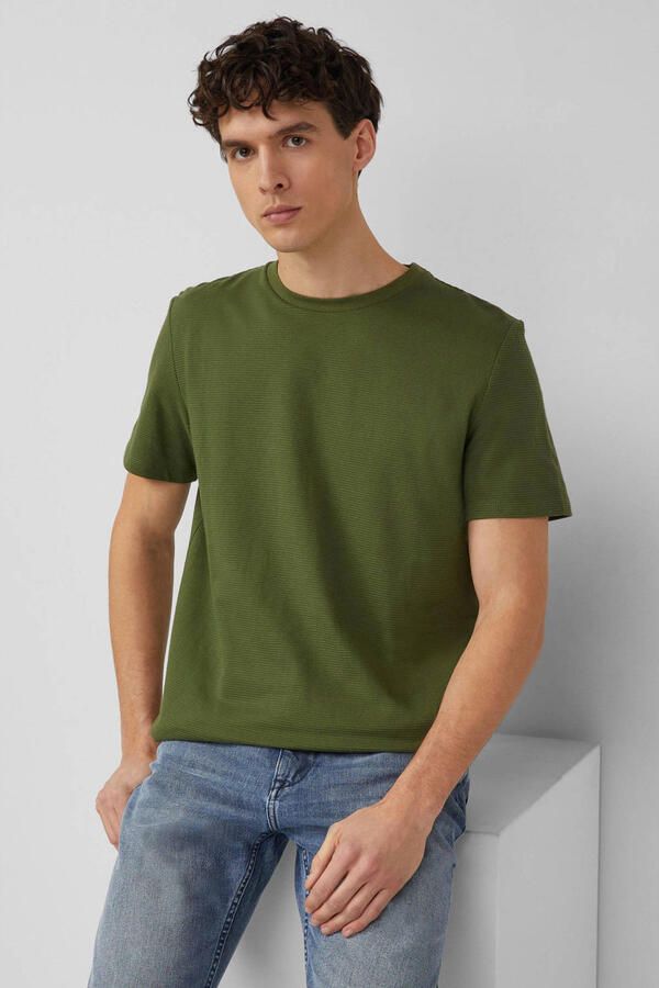 S.Oliver regular T-shirt donkergroen
