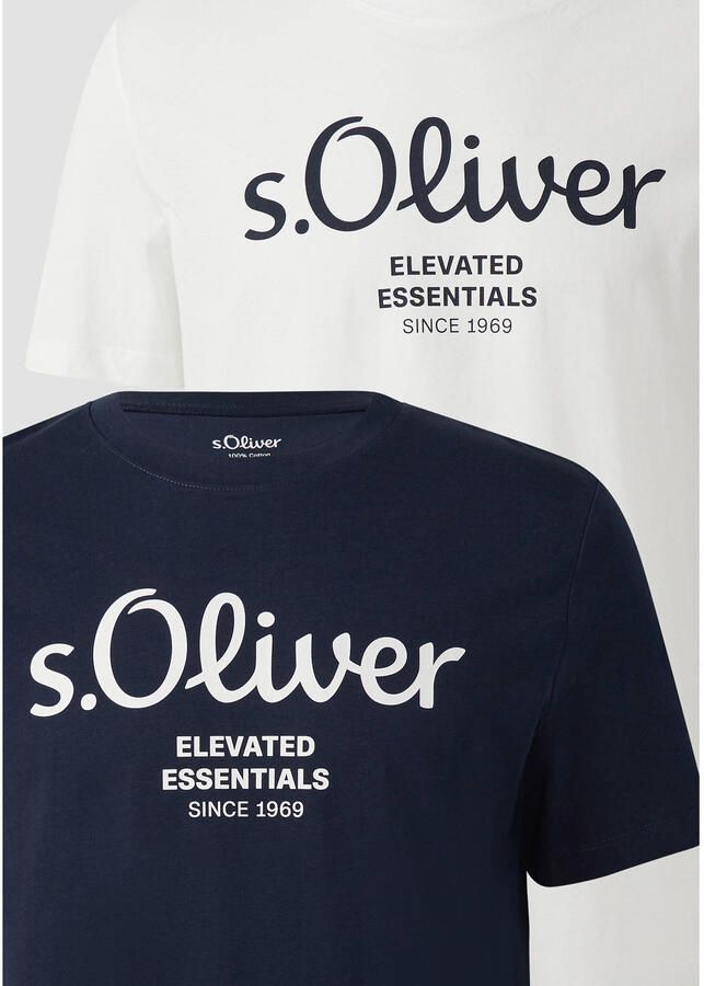 S.Oliver T-shirt met grote logoprint in 2-pack (2-delig)