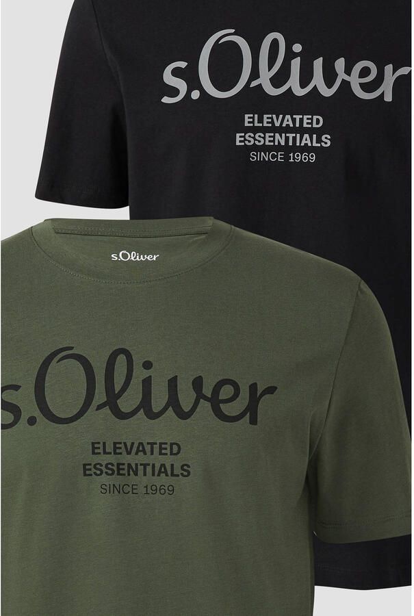 S.Oliver T-shirt met grote logoprint in 2-pack (2-delig) - Foto 3