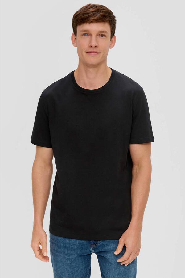 S.Oliver regular T-shirt zwart (set van 2)