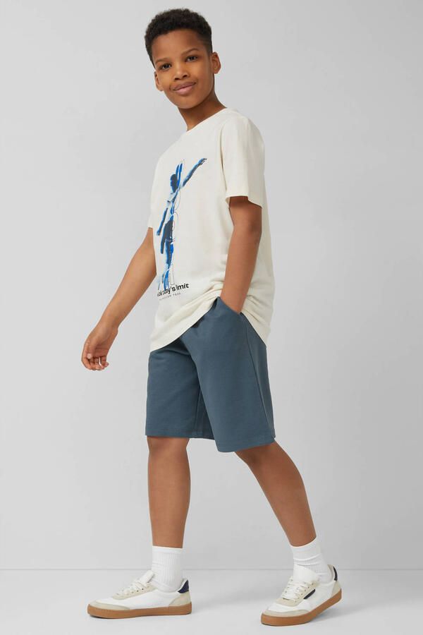 S.Oliver regular waist sweatshort grijsblauw - Foto 3