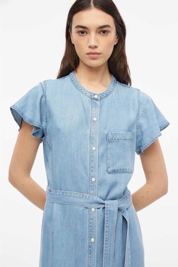 S.Oliver relaxed fit midi jurk met ceintuur lichtblauw denim