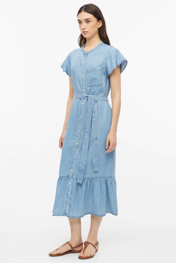 S.Oliver relaxed fit midi jurk met ceintuur lichtblauw denim - Foto 3