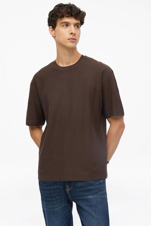 S.Oliver relaxed fit T-shirt donkerbruin