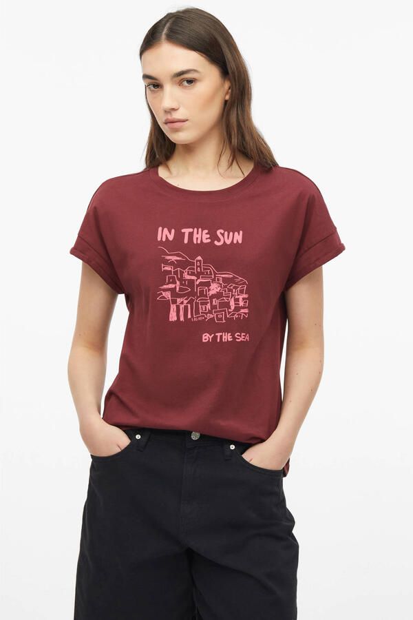 S.Oliver relaxed fit top met print donkerrood