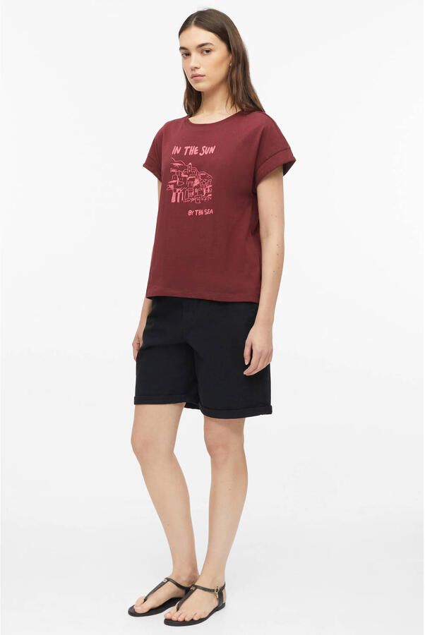 S.Oliver relaxed fit top met print donkerrood - Foto 2