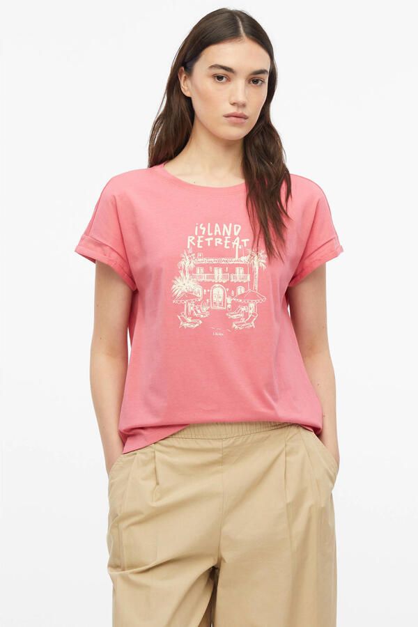 S.Oliver relaxed fit top met print koraalrood