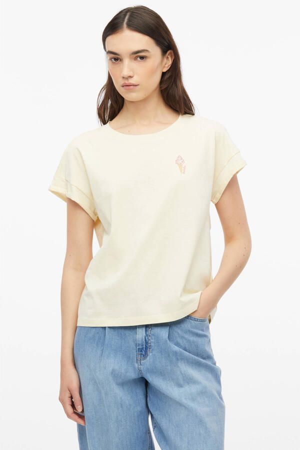 S.Oliver relaxed fit top met print lichtgeel
