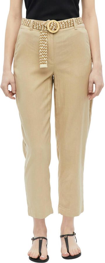 S.Oliver relaxed high waist broek met linnen beige